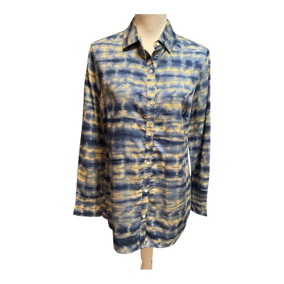 J McLaughlin Lois Tie-Dye Button-Up Shirt Ladies Size M - Picture 2 of 7